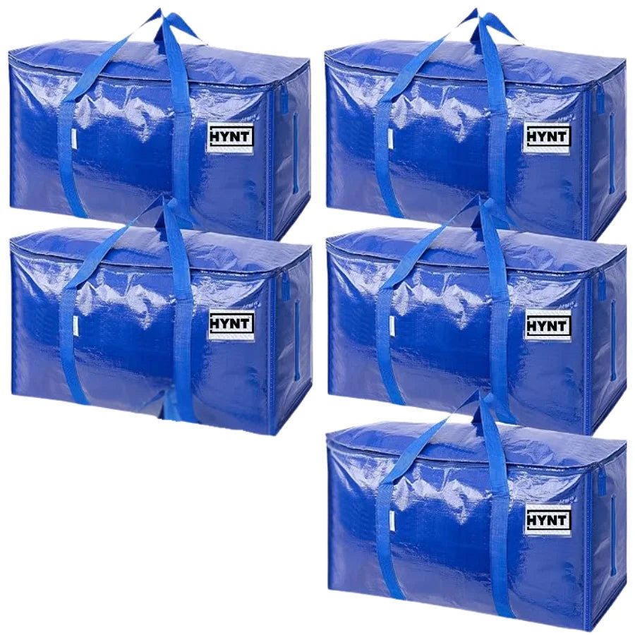 Heavy-Duty Moving Bags with Zippers & Carrying Handles - 5 Pack