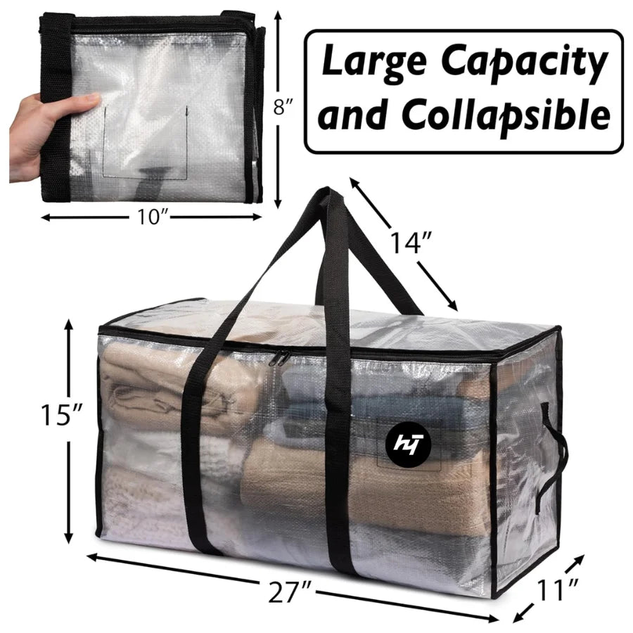 Heavy-Duty Moving Bags with Zippers & Carrying Handles - 5 Pack